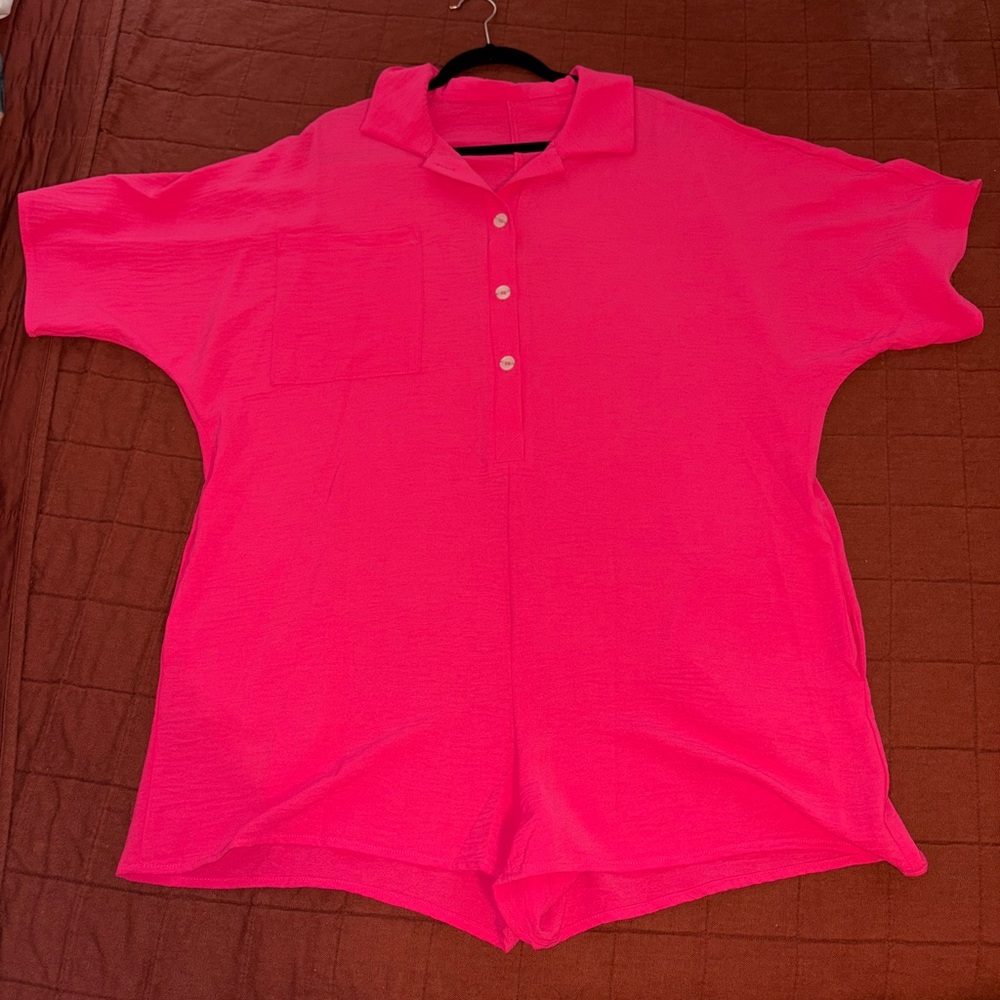 Vibrant Pink women’s loose fitted romper